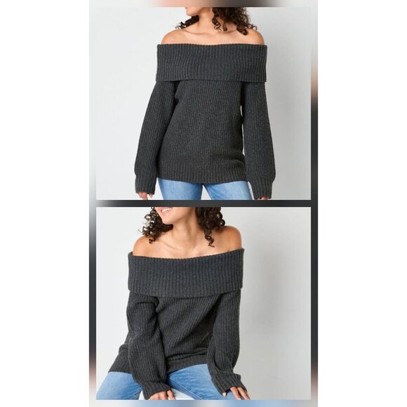 Arizona Juniors Off the Shoulder Women's Long Sleeve Pullover Sweater- L - Picture 10 of 10